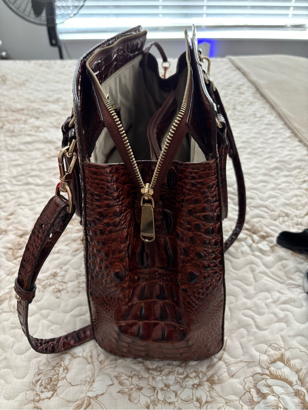 Brahmin Pecan Croc-Embossed Satchel - Picture 7 of 8
